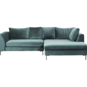 Best KARE Design Corner Sofa Gianni Velvet Dark Green Right Black