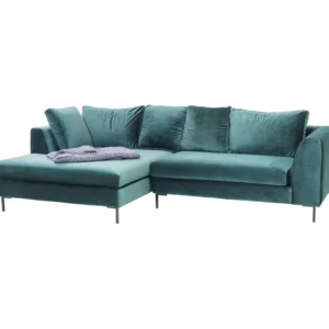 Hot KARE Design Corner Sofa Gianni Velvet Dark Green Left Black
