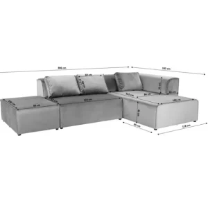 Best KARE Design Corner Sofa Infinity Velvet Ocean Left