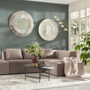 Fashion KARE Design Corner Sofa Infinity Velvet Taupe Right