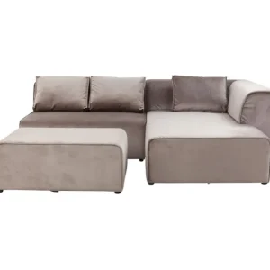 Fashion KARE Design Corner Sofa Infinity Velvet Taupe Right