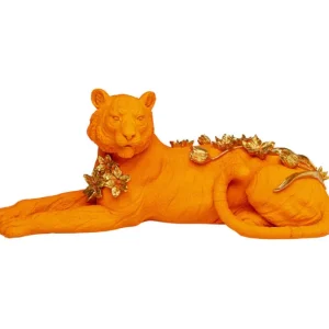 New KARE Design Deco Figurine Flower Leoard Orange 26cm