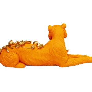 New KARE Design Deco Figurine Flower Leoard Orange 26cm