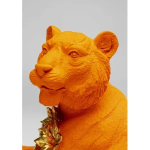 New KARE Design Deco Figurine Flower Leoard Orange 26cm
