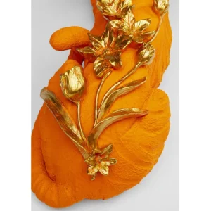 New KARE Design Deco Figurine Flower Leoard Orange 26cm