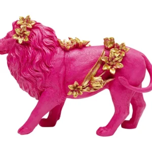 Fashion KARE Design Deco Figurine Flower Lion Pink 19cm