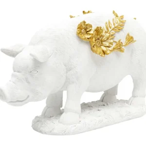 Outlet KARE Design Deco Figurine Flower Pig White 21cm