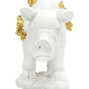 Outlet KARE Design Deco Figurine Flower Pig White 21cm
