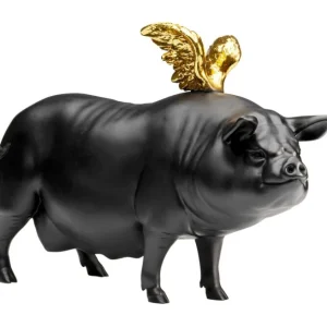 Best KARE Design Deco Figurine Flyin Pig Black 21cm