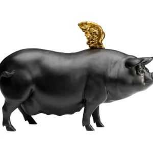 New KARE Design Deco Figurine Flying Pig Black 11cm