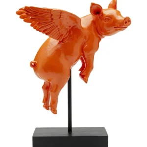 Fashion KARE Design Deco Figurine Flying Pig Orange 29cm