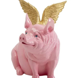 Outlet KARE Design Deco Figurine Flying Pig Pink 79cm