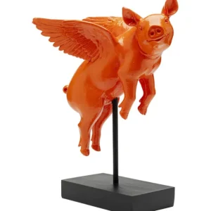 Fashion KARE Design Deco Figurine Flying Pig Orange 29cm