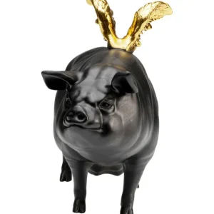New KARE Design Deco Figurine Flying Pig Black 11cm