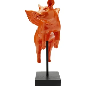 Fashion KARE Design Deco Figurine Flying Pig Orange 29cm