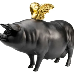 New KARE Design Deco Figurine Flying Pig Black 11cm