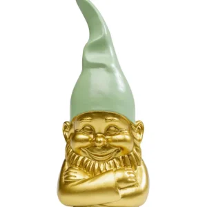 New KARE Design Deco Figurine Gnome Gold Green 21cm