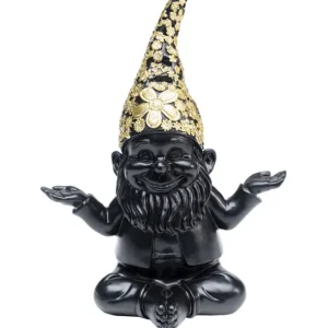 Sale KARE Design Deco Figurine Gnome Meditation Black Gold 19cm