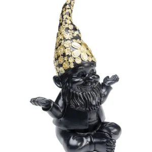 Sale KARE Design Deco Figurine Gnome Meditation Black Gold 19cm