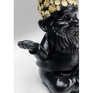 Sale KARE Design Deco Figurine Gnome Meditation Black Gold 19cm