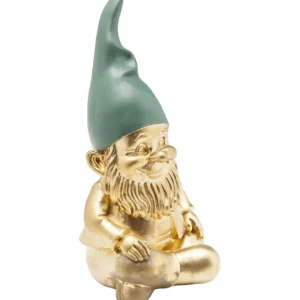 Clearance KARE Design Deco Figurine Gnome Sitting Gold Green 19cm