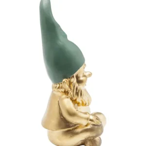 Clearance KARE Design Deco Figurine Gnome Sitting Gold Green 19cm