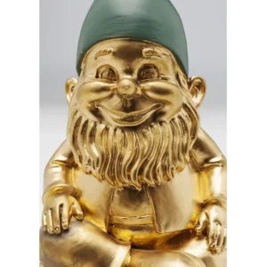 Clearance KARE Design Deco Figurine Gnome Sitting Gold Green 19cm
