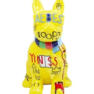 Fashion KARE Design Deco Figurine Graffiti Dog Yellow 122cm