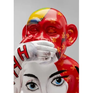 Outlet KARE Design Deco Figurine Graffiti Monkey Red 39cm