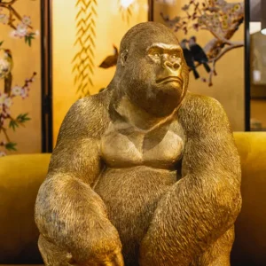 Hot KARE Design Deco Figurine Monkey Gorilla Side XL Gold 76cm