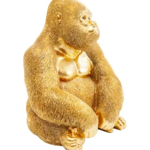 Hot KARE Design Deco Figurine Monkey Gorilla Side Medium Gold 39cm