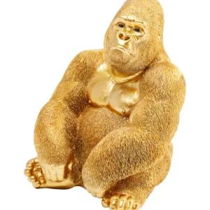 Hot KARE Design Deco Figurine Monkey Gorilla Side Medium Gold 39cm