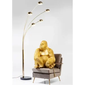 Hot KARE Design Deco Figurine Monkey Gorilla Side XL Gold 76cm