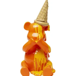 Hot KARE Design Deco Figurine Sitting Gelato Bear Orange 37cm