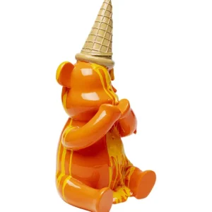 Hot KARE Design Deco Figurine Sitting Gelato Bear Orange 37cm
