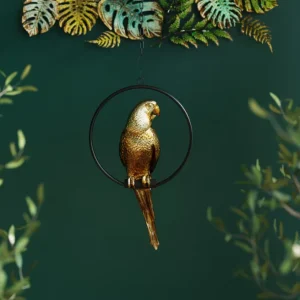 New KARE Design Deco Figurine Swinging Parrot Gold