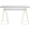 Clearance KARE Design Desk Polar Brass Matt 8mm Tempered Glass