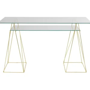 Clearance KARE Design Desk Polar Brass Matt 8mm Tempered Glass