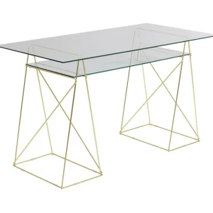 Clearance KARE Design Desk Polar Brass Matt 8mm Tempered Glass
