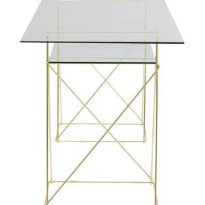 Clearance KARE Design Desk Polar Brass Matt 8mm Tempered Glass