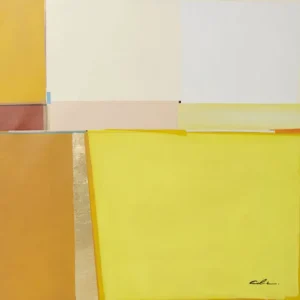 Best KARE Design Framed Picture Abstract Shapes Yellow 113x113cm