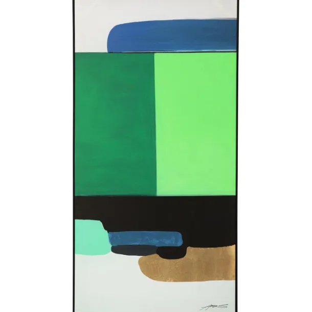 framed_picture_abstract_s_0-3.webp Clearance KARE Design Framed Picture Abstract Shapes Green 73x143cm
