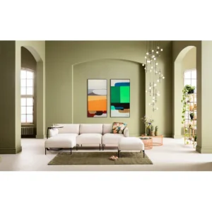 Fashion KARE Design Framed Picture Abstract Shapes Orange 73x143cm