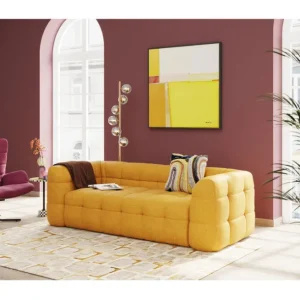 Best KARE Design Framed Picture Abstract Shapes Yellow 113x113cm