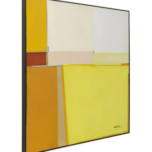Best KARE Design Framed Picture Abstract Shapes Yellow 113x113cm