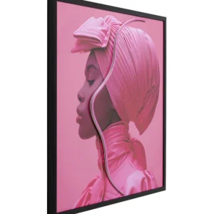 Online KARE Design Framed Picture LED Pink Woman 80x80cm