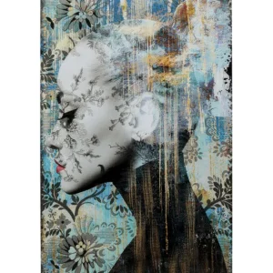 Outlet KARE Design Glass Picture Lady Flower 100x150cm