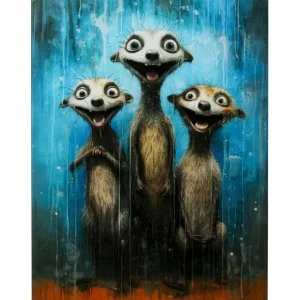 Fashion KARE Design Glass Picture Singing Meerkats 60x80cm