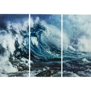 Hot KARE Design Glass Picture Triptychon Wave (3/Set)