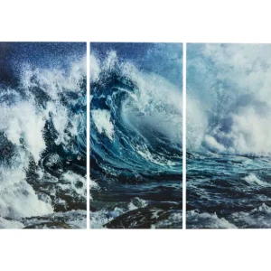 Hot KARE Design Glass Picture Triptychon Wave (3/Set)